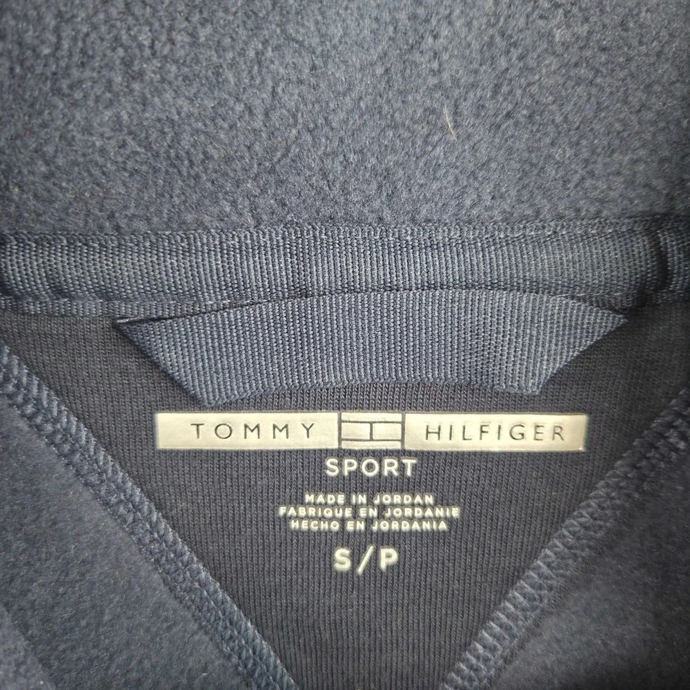 Tommy Hilfiger Sport Mens Small Blue Fleece Full Zip Vest Athleisure Mock Neck
